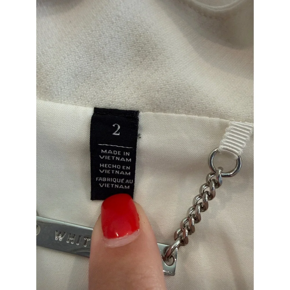 White House Black Market White Chain Trim Open Front Blazer 570244983 Size 2